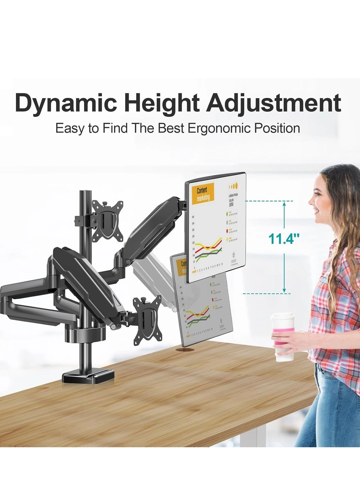 Triple Monitor Desk Mount - 3 32 Inches 75x75mm 100x100mm