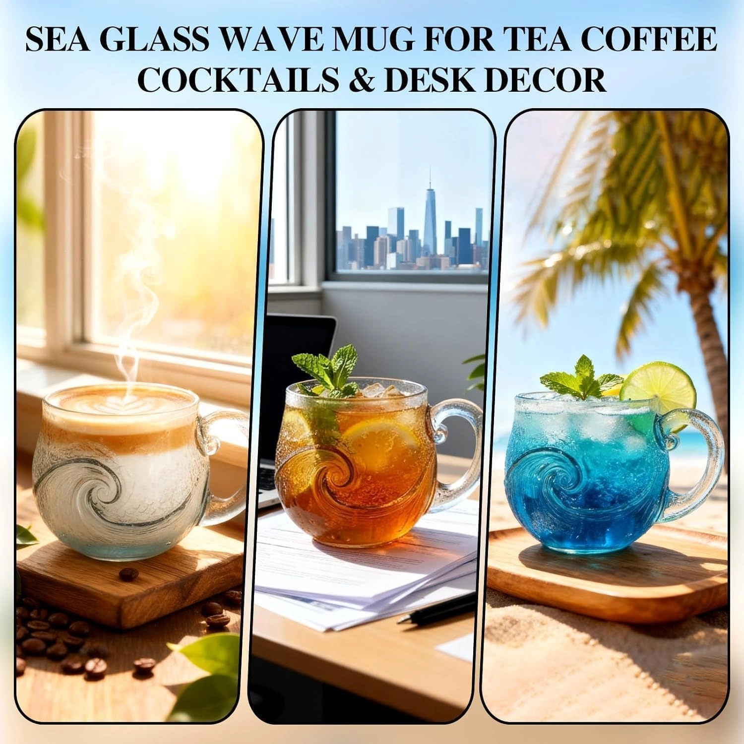 Ocean Wave Sea Glass Mug - 1 pcs - 350 ml