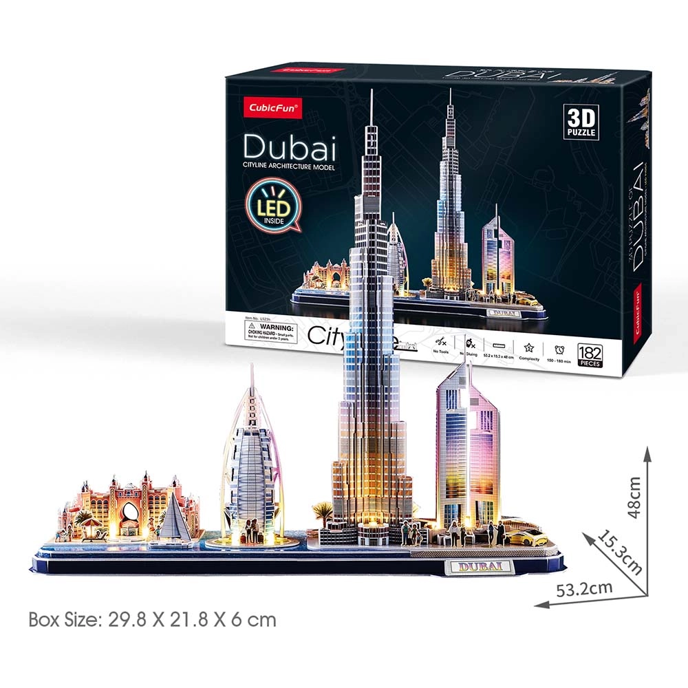 Dubai City Line 3D Puzzle (ALGT-L523H) - 182 pcs, LED