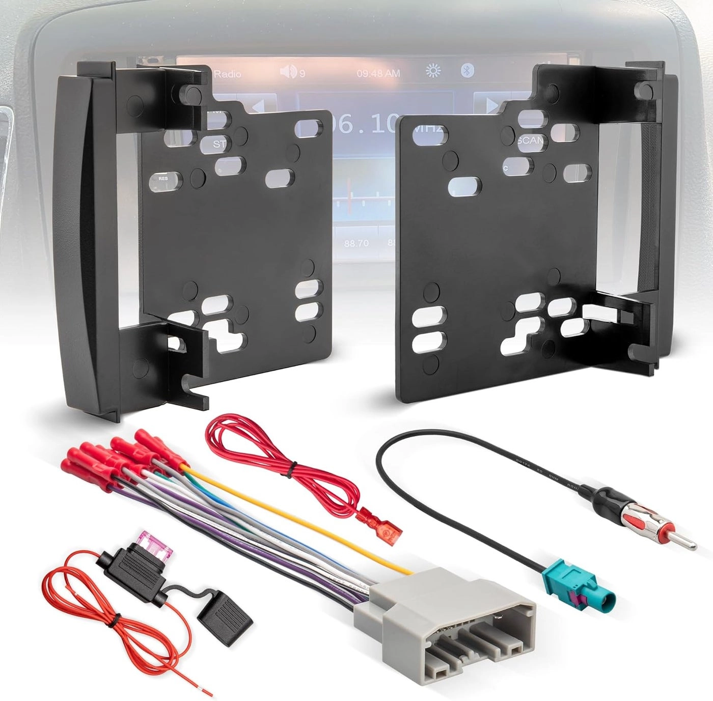 NuIth Double DIN Radio Installation Kit - Wired 2007-2016 Dodge, Jeep, and Chrysler vehicles