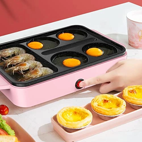 Electric Frying Pan - Pink 1000W Divided