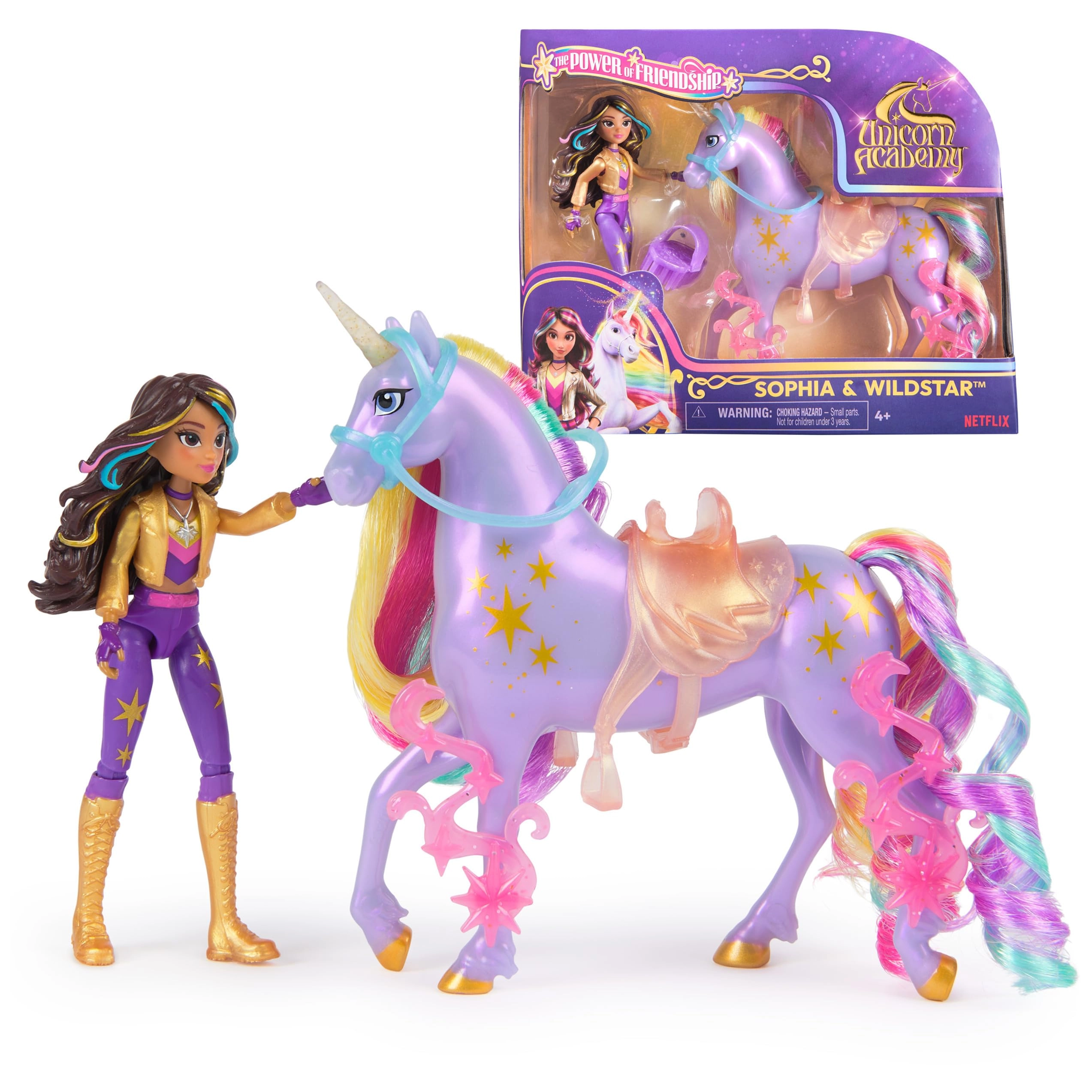Spin Master Sophia Doll - 4.5" 7-Point Articulation + Wildstar Unicorn - Rainbow Light-up Ages 4+