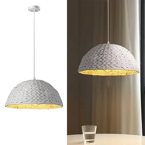 Rattan Woven Chandelier - White 35cm