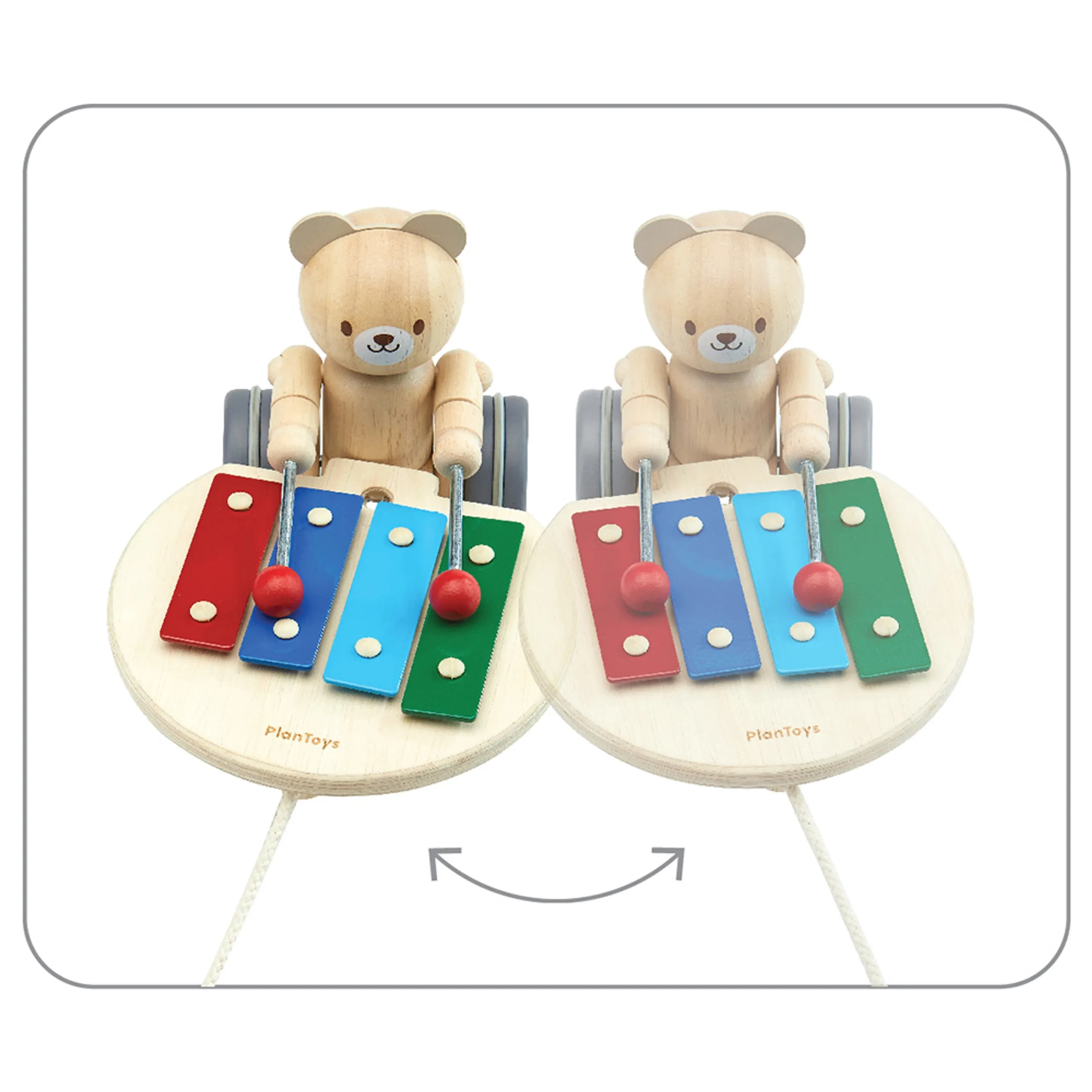 Pull-Along Musical Bear - Wooden Suitable for 12 months & above