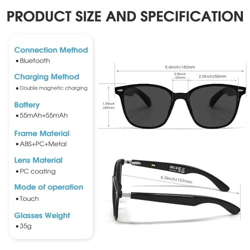 QT-35 - Bluetooth 5.4 140 Languages Black Frame Grey Lens