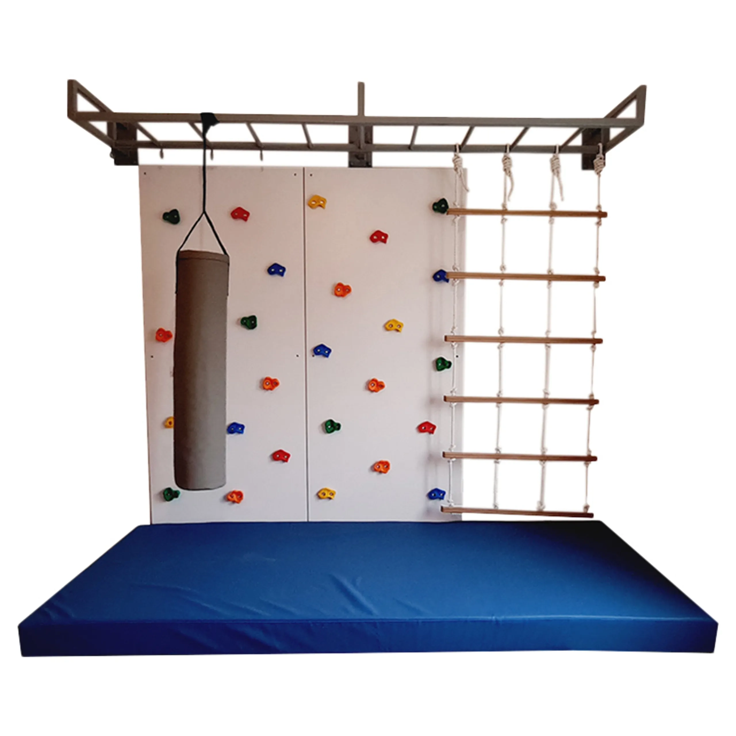 MOONKIDS 2 Panel Climbing Wall - Monkey Bars Cargo Net