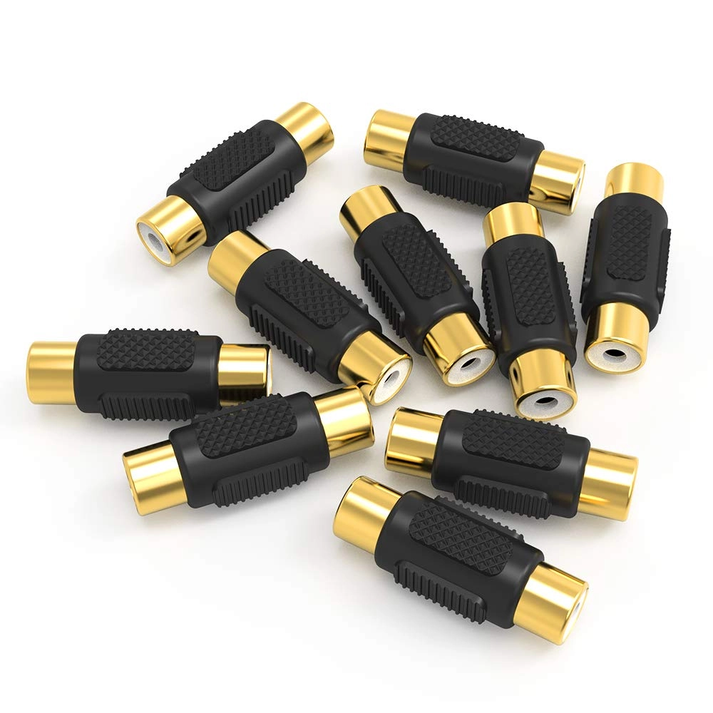 ELECTOP RCA Female to Female Coupler - 10 Pack Gold