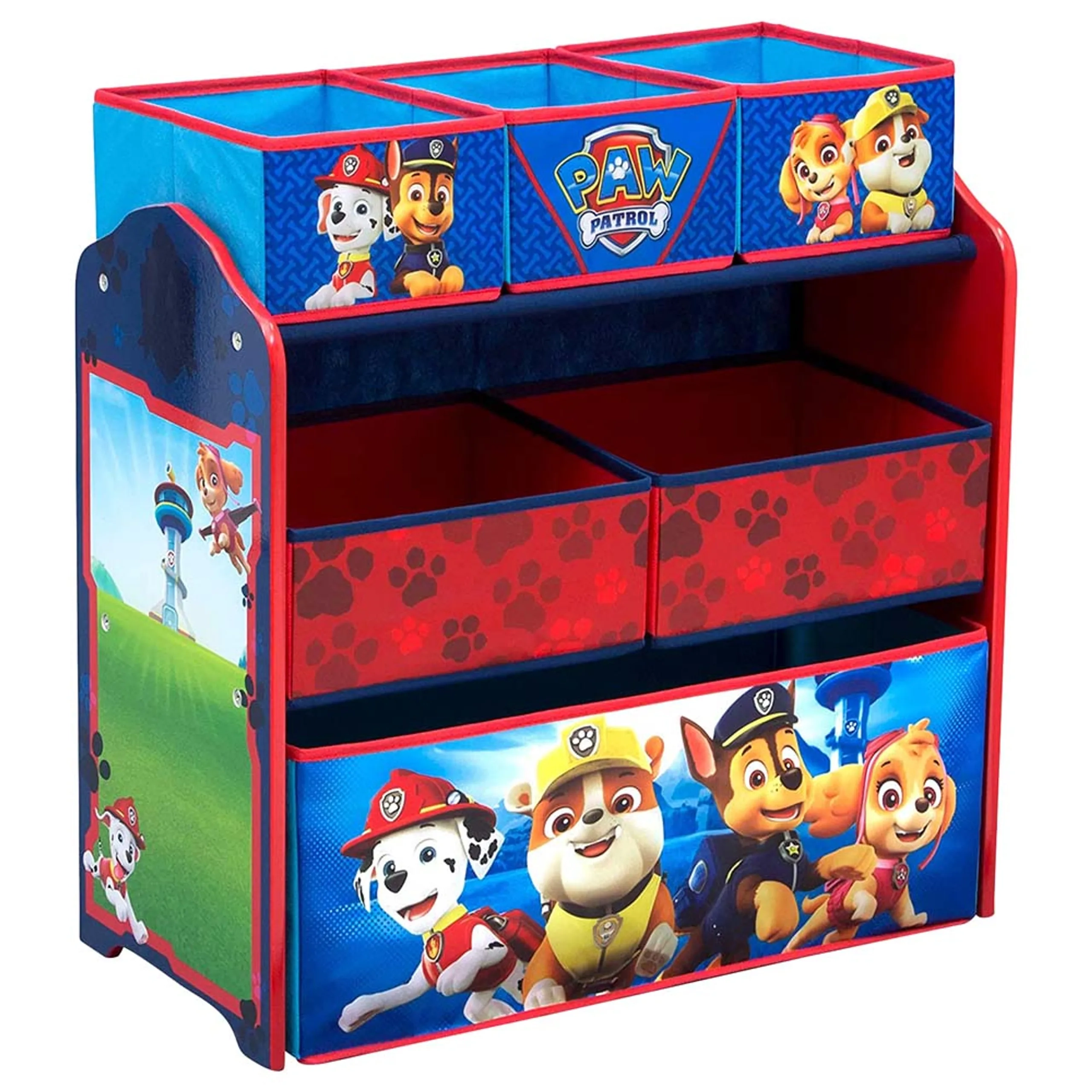 Delta Children Paw Petrol Multi-Bin Toy Organizer & Racks - engineered wood, solid wood and fabric