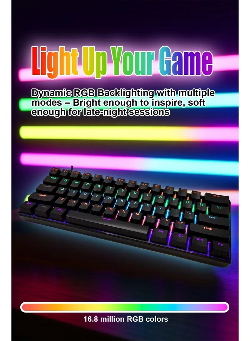 61 Keys Mechanical Gaming Keyboard - AR/EN Wired