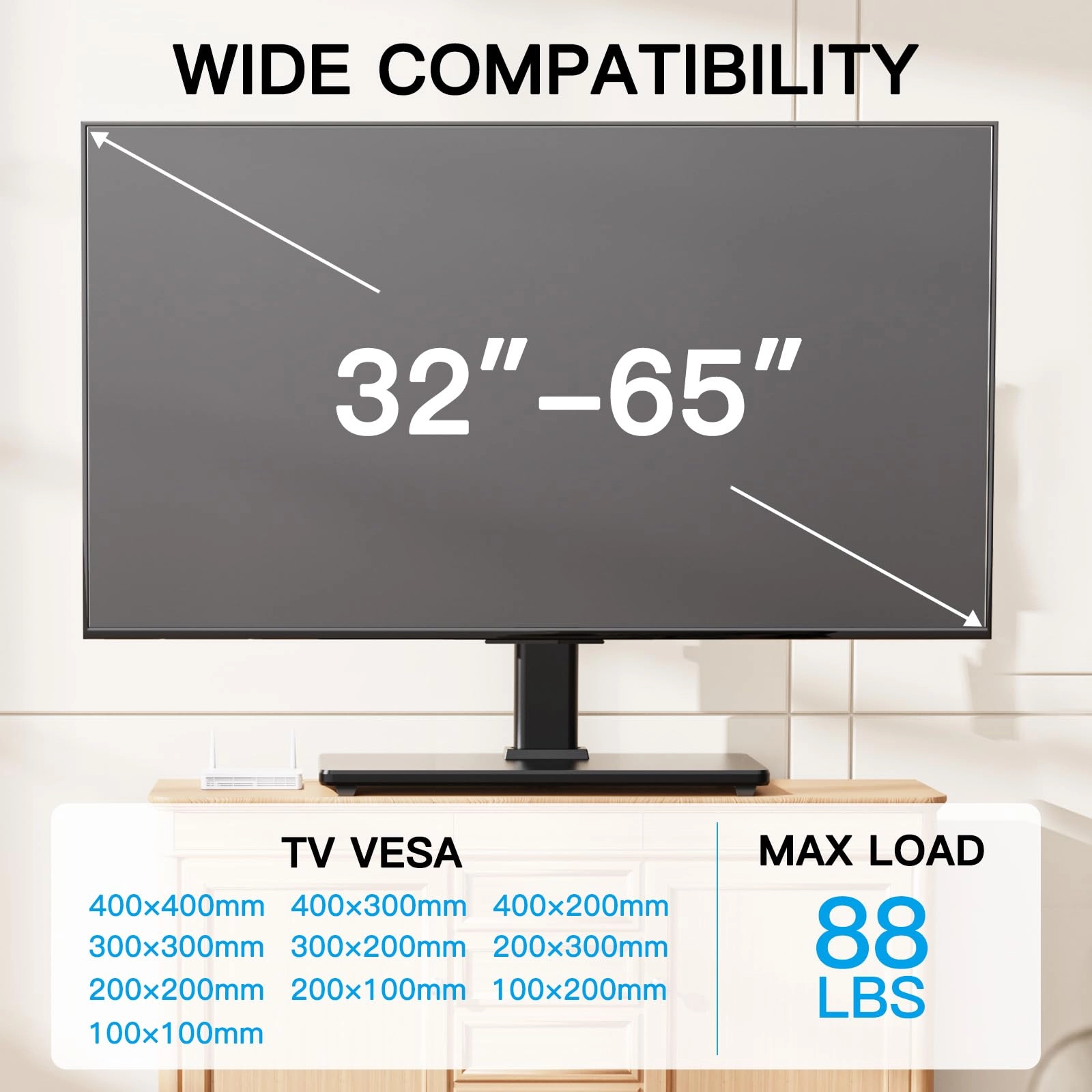 Table Top TV Stand - 22"-65" 110 pounds