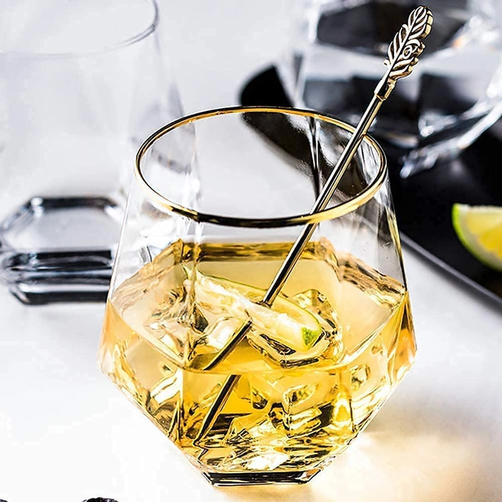 rukshv Diamond Cut Glass Tumbler - 2 pcs Hexa 310 ml