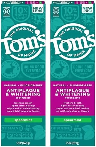 Tom's of Maine Antiplaque & Whitening Spearmint Toothpaste 2 x 162 ml