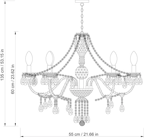 5 Light Chandelier - Dimmable