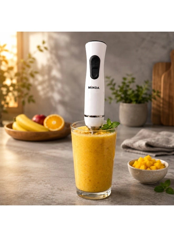 Hand Blender - Stainless Steel Blade One-Touch Control Lightweight & Compact Design