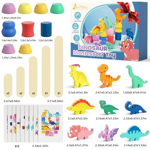 Montessori Dinosaur Toys - 2+ Years 9 dinosaur-shaped blocks