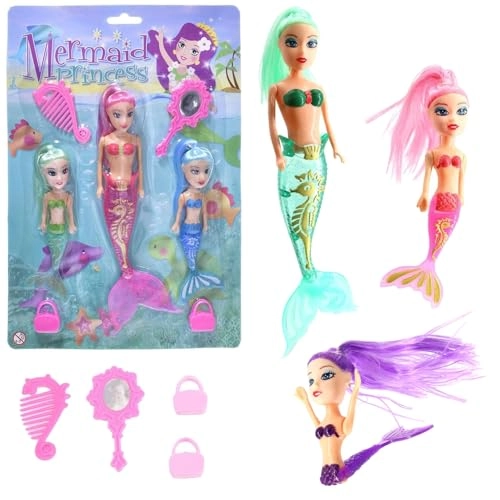 Movable Mermaid Dolls - 7 Piece 3 Mermaids