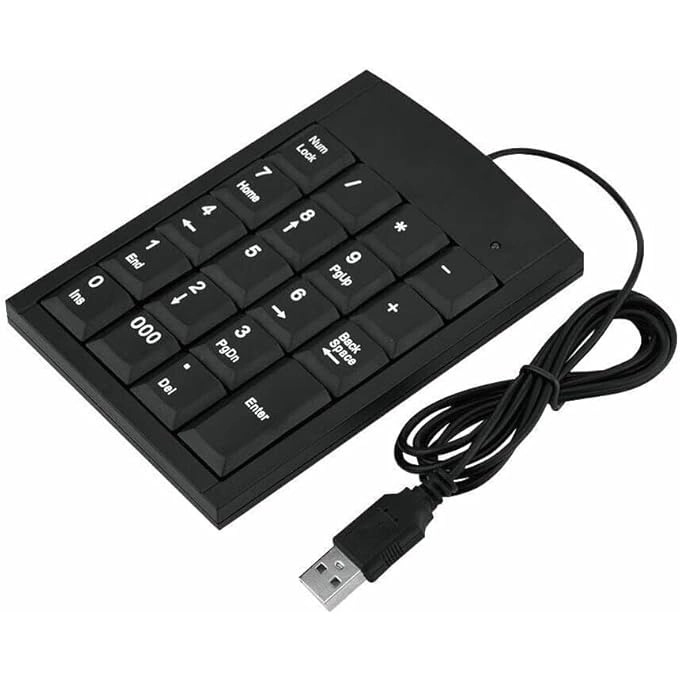 USB Numeric Keypad - 10 Key Black Portable