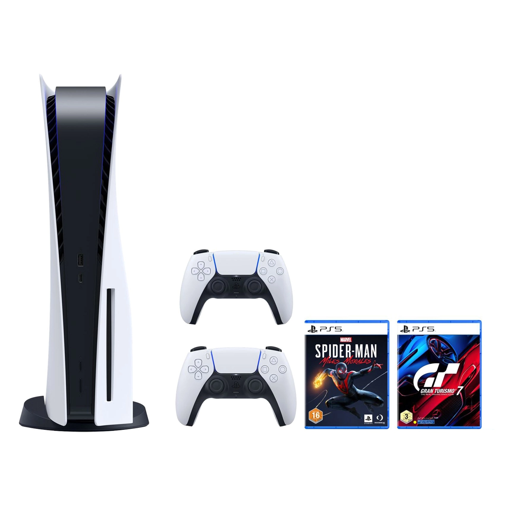 Sony PlayStation 5 + DualSense - Wireless + Marvel's Spider-Man: Miles Morales + Gran Turismo 7