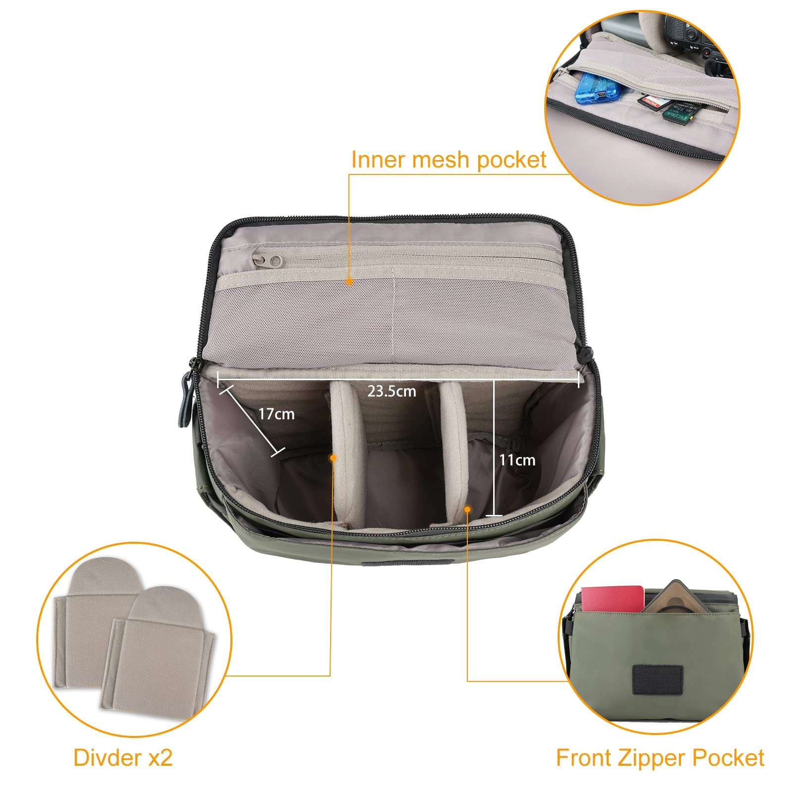 Camera Bag - 9.87"L x 5.12"W x 7.87"H Compatible with Canon Sony Nikon Messenger Bag