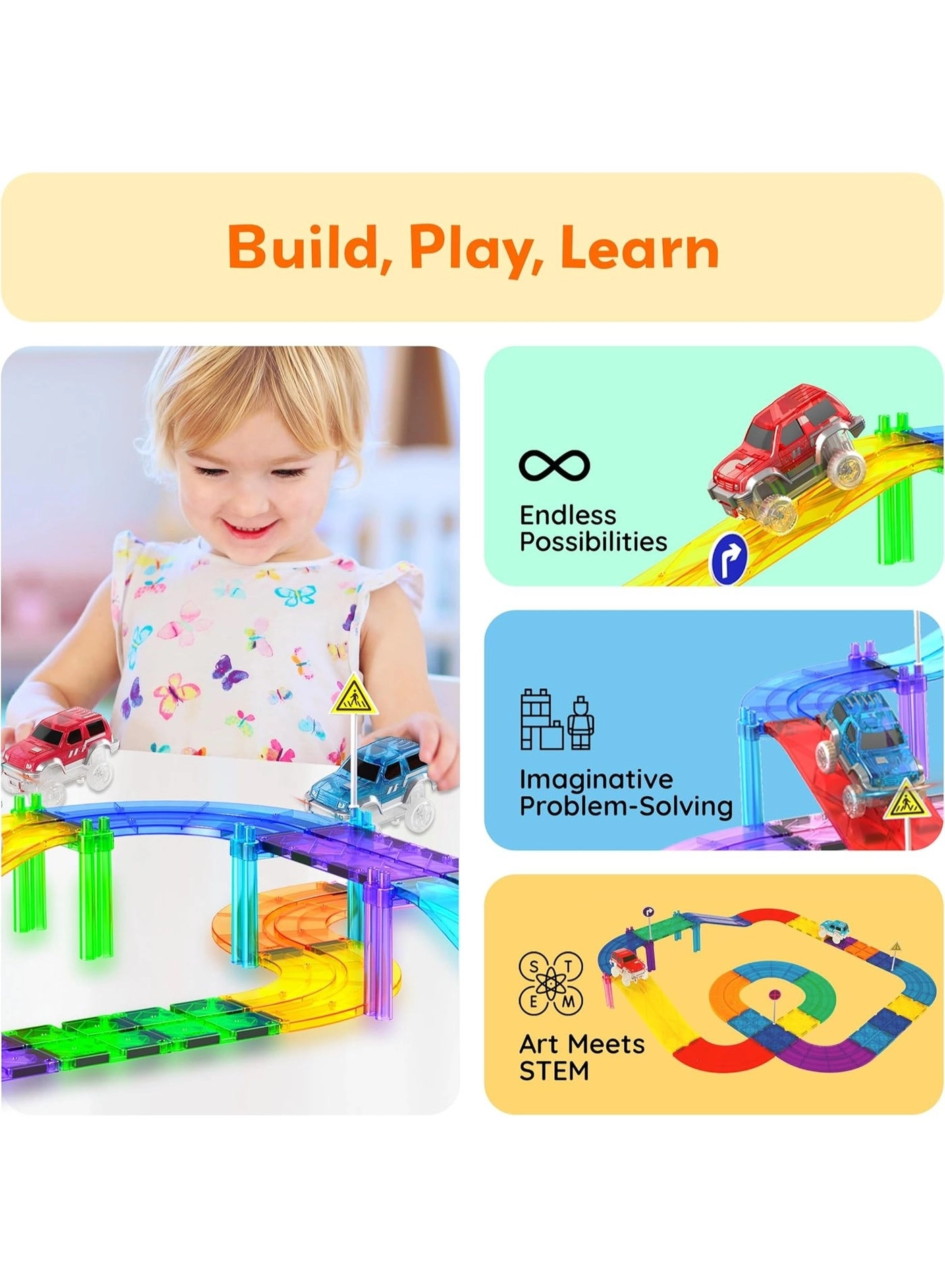 Magnetic LED Flashing Race Car - 2 pcs