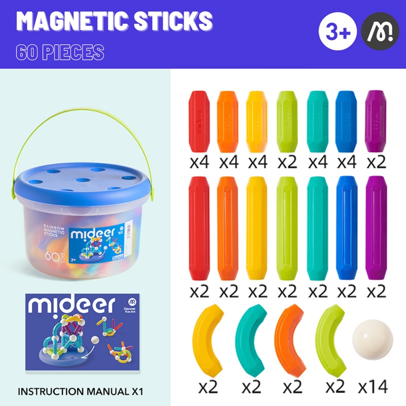 Magnetic Sticks - Suitable for 3 years & above 60 Pcs