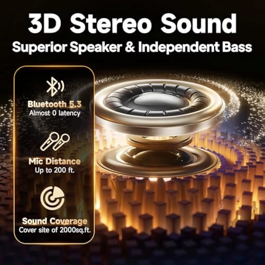 Karaoke Machine - 2 Wireless Microphones 10W