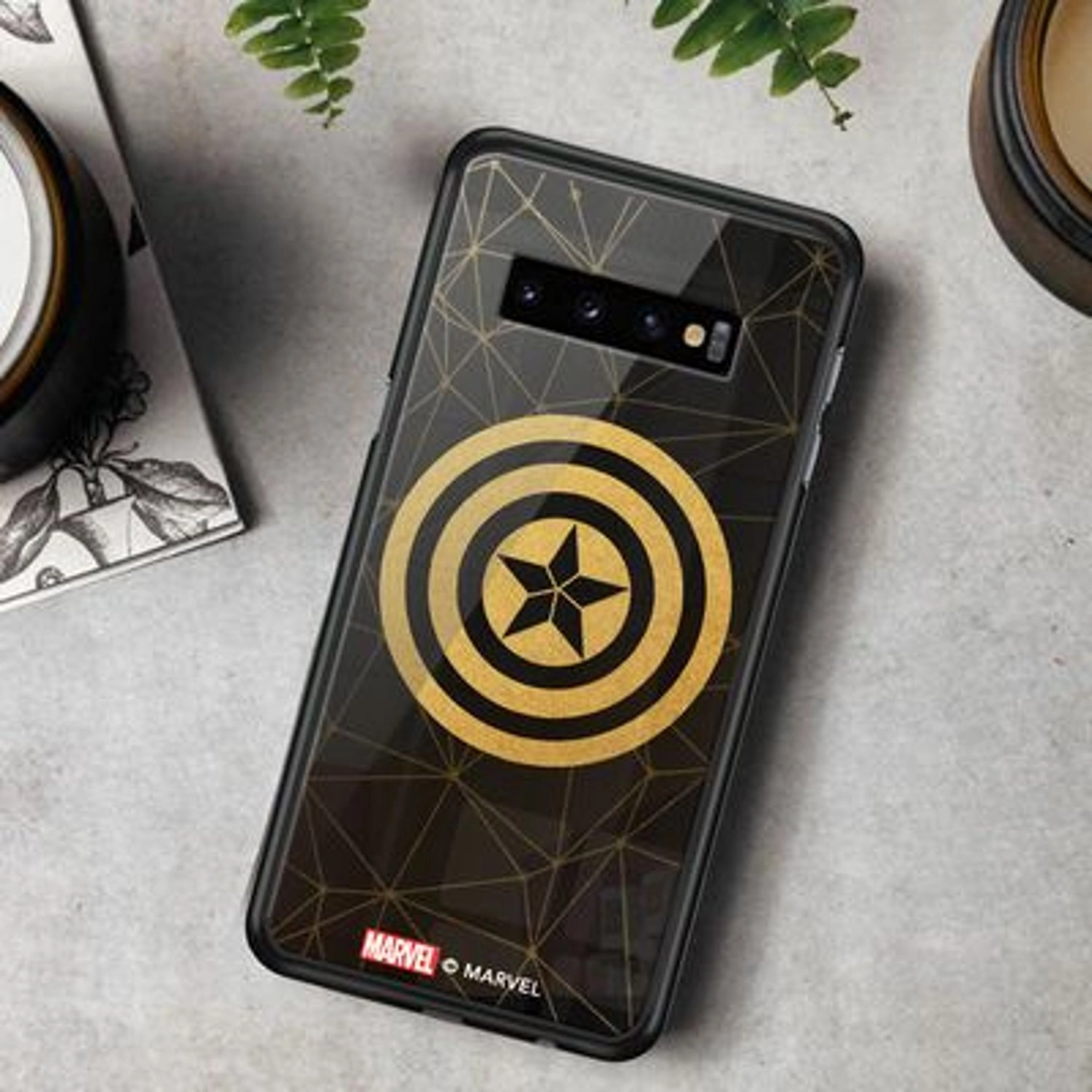 Golden Themed Cap'S Shield Back Case for Galaxy S10 Plus