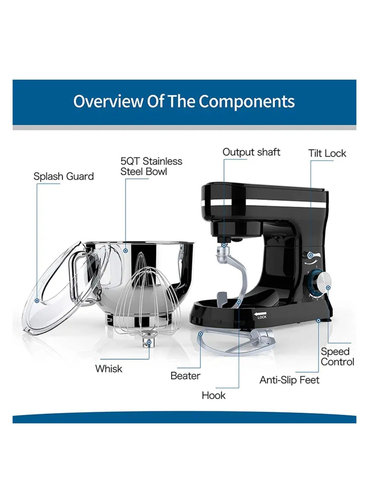 Kitchen Stand Mixer - 4Qt 1000W