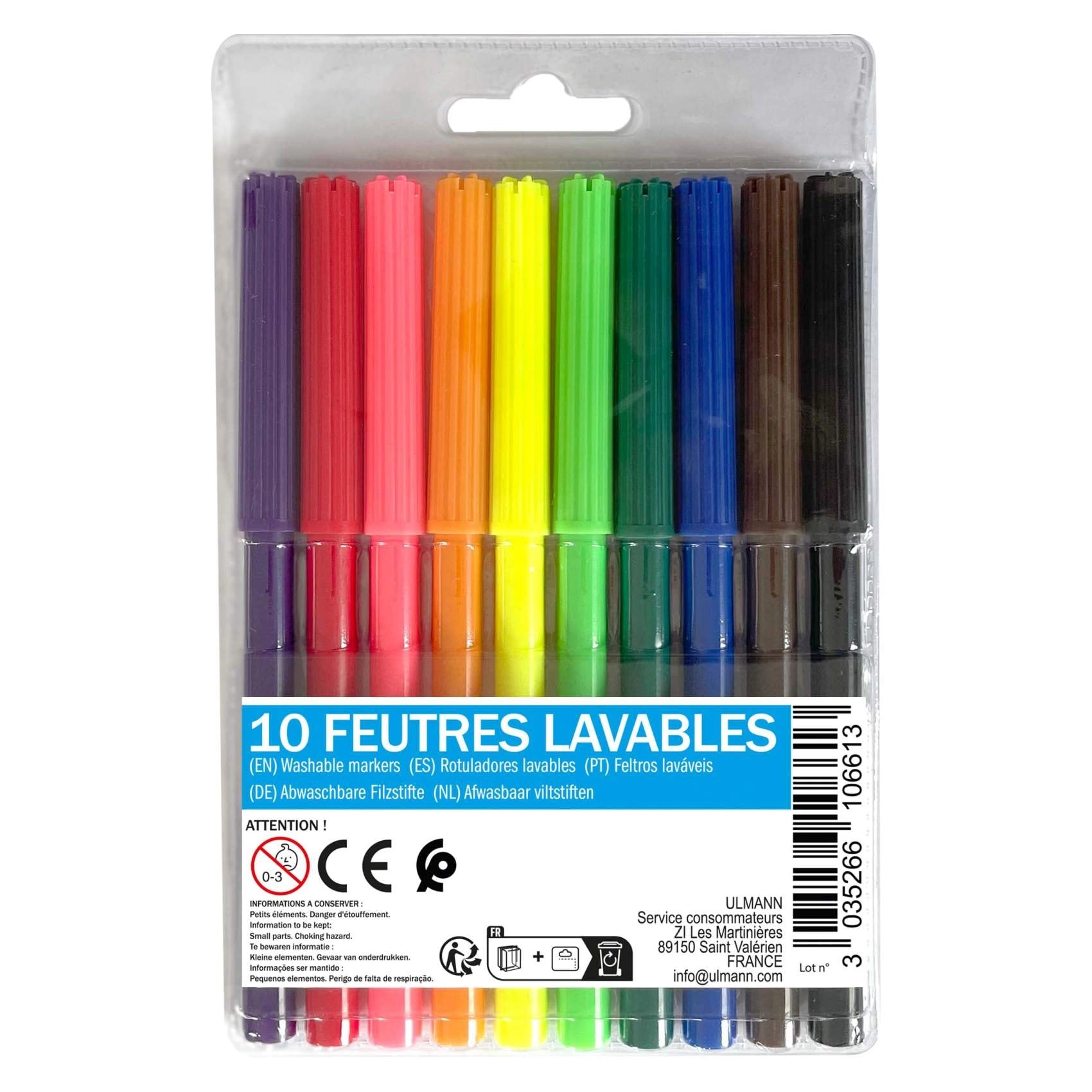 Elba Ulmann Vent Cap Washable Felt Marker Pens - 10 PCS