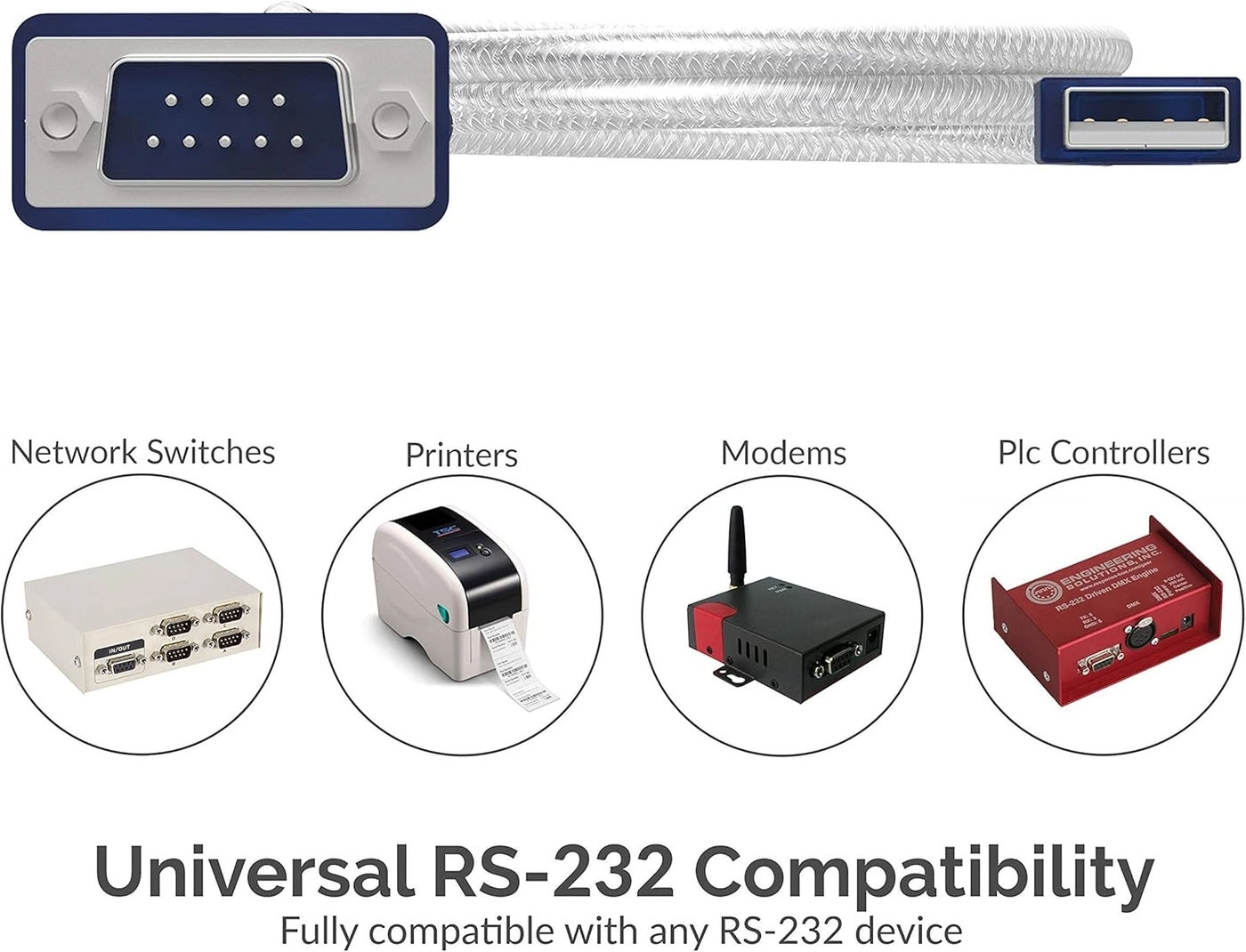 USB 2.0 to Serial Converter Cable - 9 Pin DB 9 RS 232