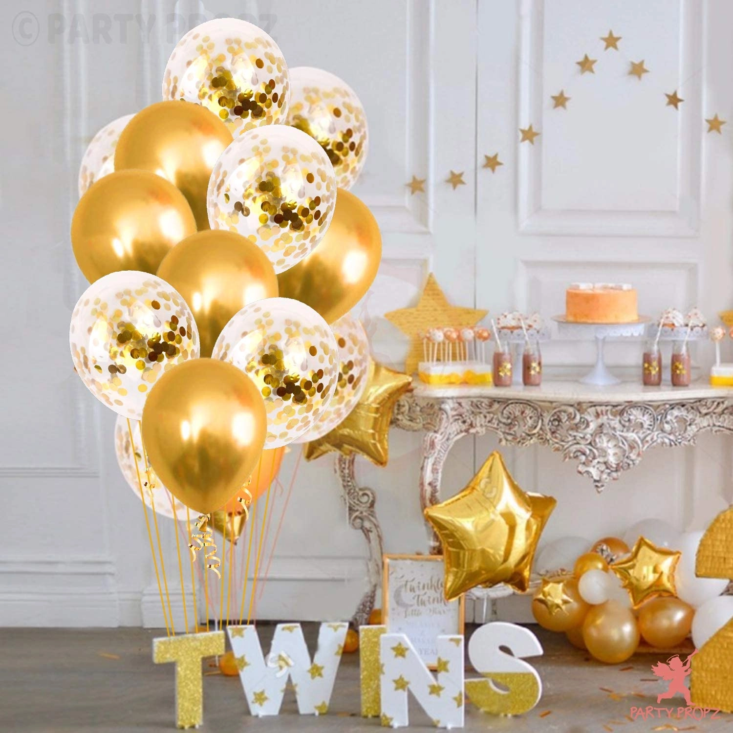 Latex & Confetti Balloons - 18 Pcs Birthday