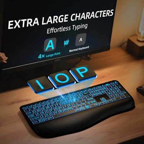 Large Print Backlit Wireless Keyboard - Wireless