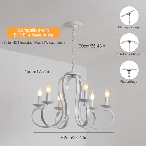 French Country Chandelier - 6-Light White