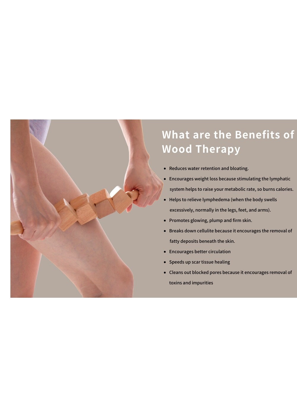 Wood Massage Stick Roller - Cellulite Lymphatic Drainage Deep Tissue