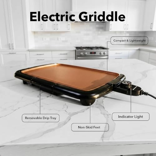 Electric Indoor Kitchen Griddle - 16 x 10 Inch