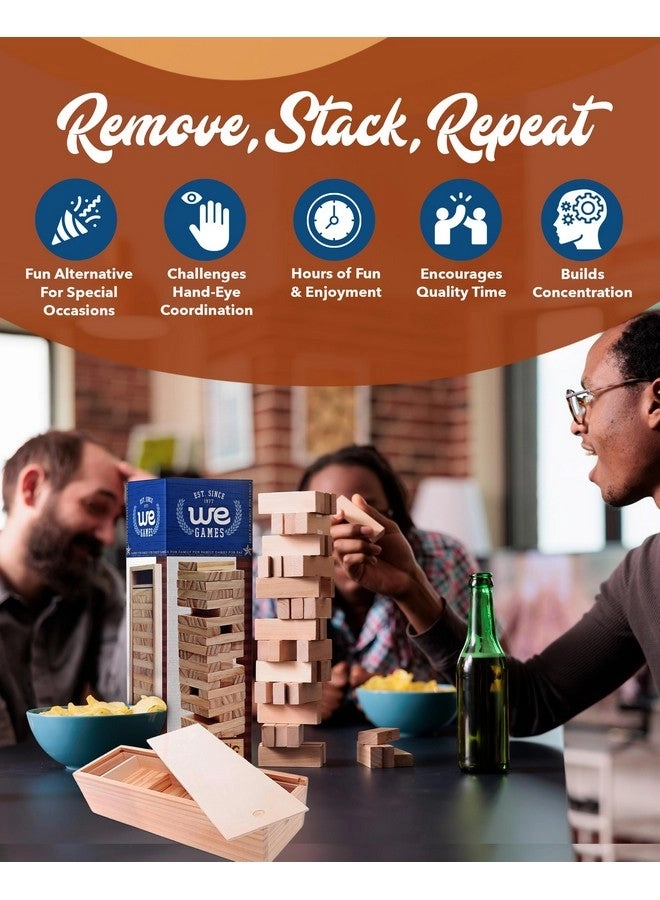 Tumble Tower - Wooden Block Stacking Party Game Includes Storage Case