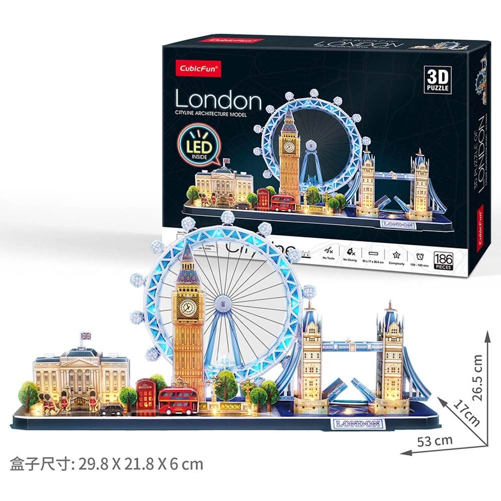 London 3D Puzzle (AL-L532H) - 186 pcs, LED
