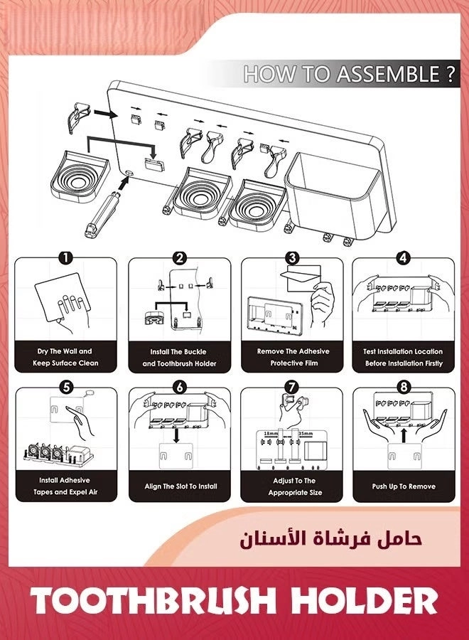 Toothbrush Holder - Wall Mounted 3 slots