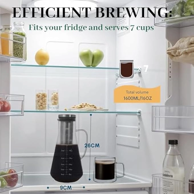 Cold Brew Coffee Maker - 1600Ml Removable Stainless Steel Filter