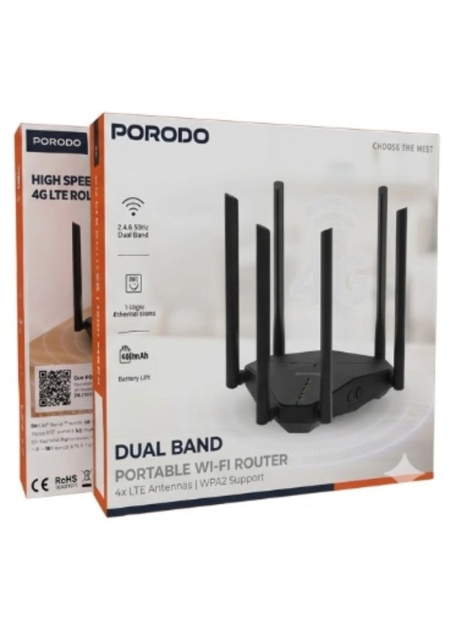 Dual Band Portable 4G LTE Wi-Fi Router - 1200Mbps 802.11a/b/g/n/ac