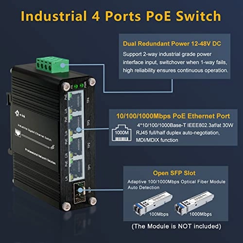 4 RJ45+1 SFP PoE Switch 5-ports