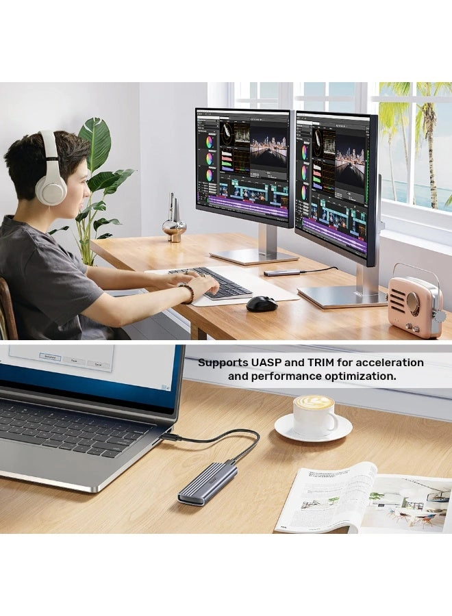M.2 PCIe NVMe SSD Enclosure - 10Gbps USB-C M.2 NVMe M-Key 2230/2242/2260/2280