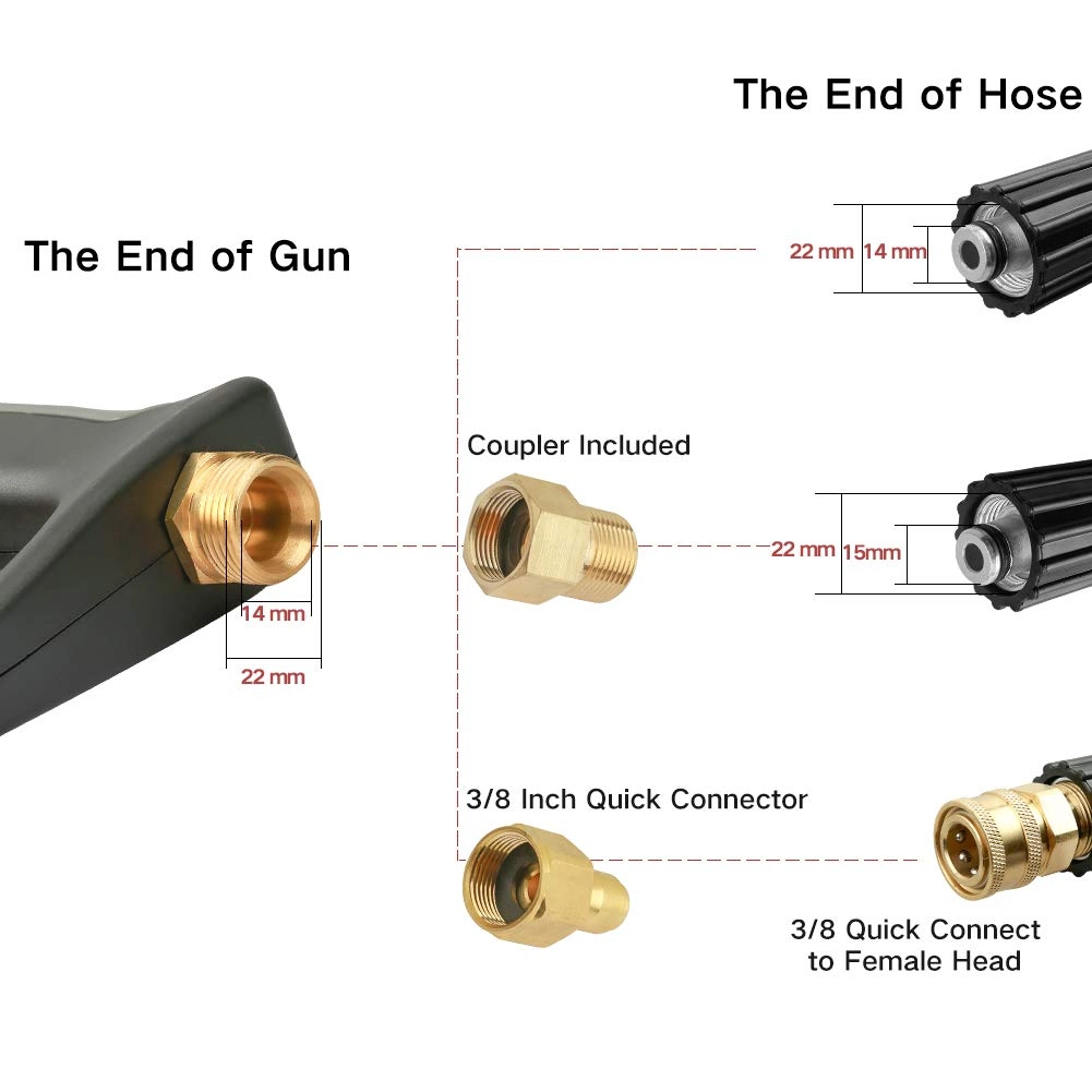 High Pressure Washer Gun - 4000 PSI 7 Inch Extension