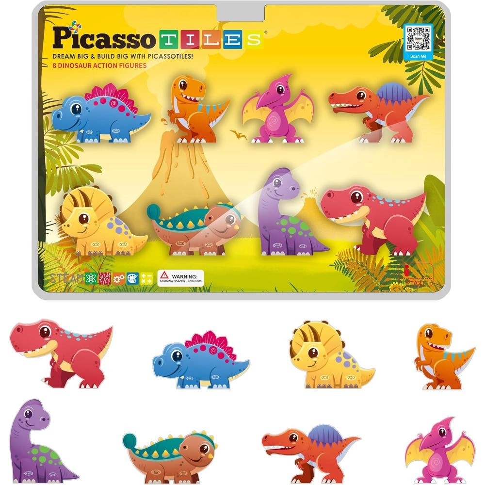 PicassoTiles Magnetic Dinosaur Figures (527-PTA23) 8 pcs