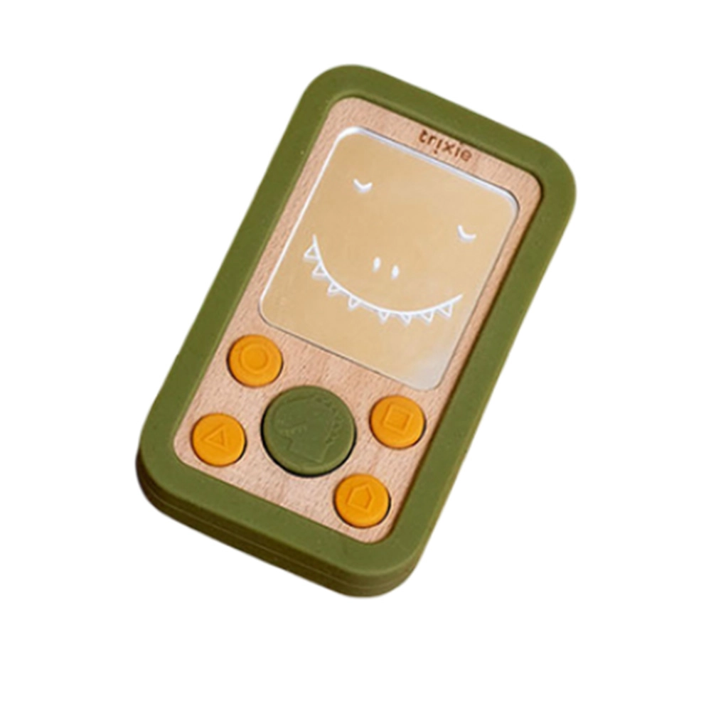 Baby Wooden Silicone Phone - 0 months beechwood with soft silicone Mr. Dino