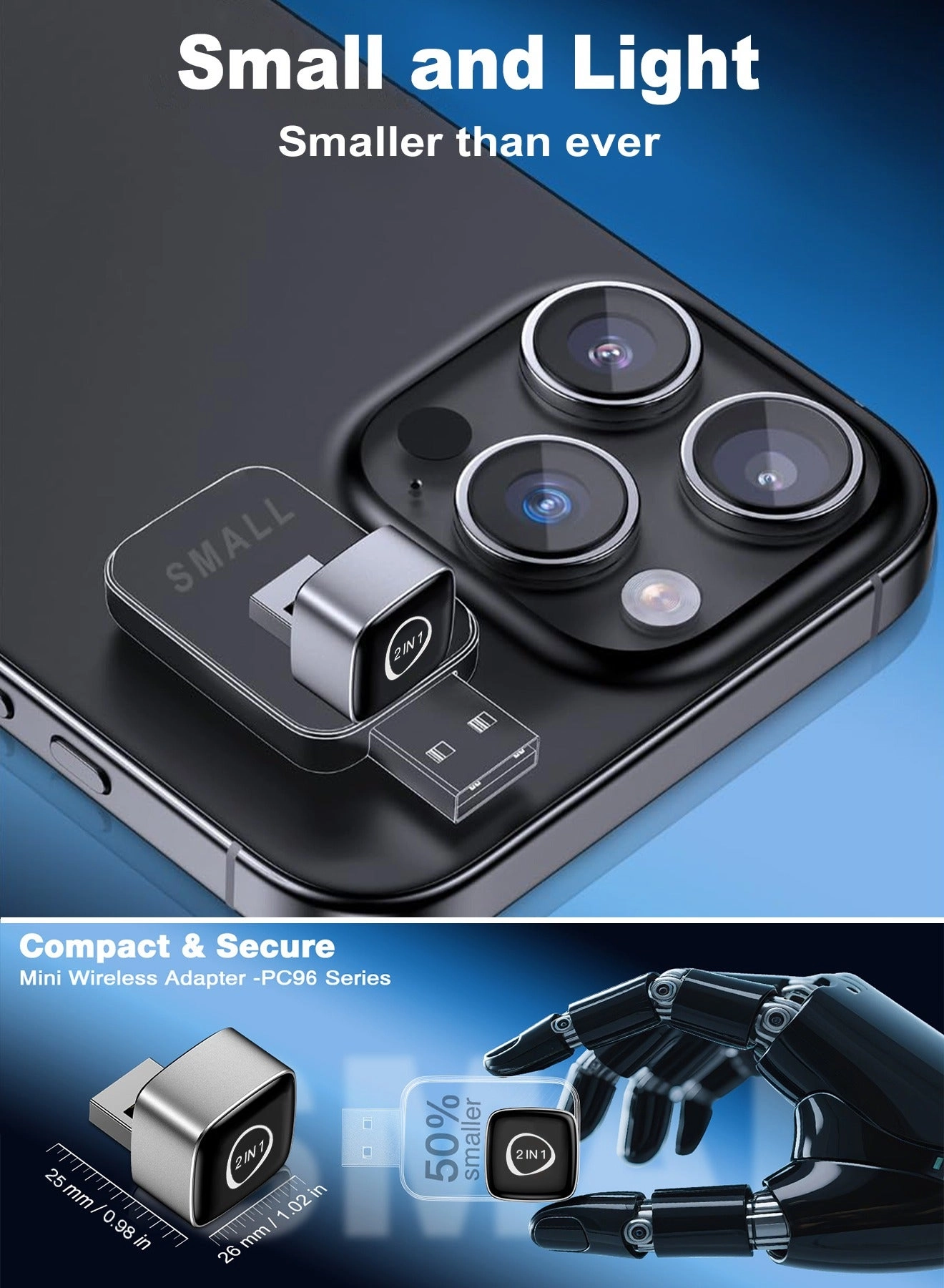 Wireless CarPlay & Android Auto Adapter - 2-in-1 Plug & Play Dual-Band