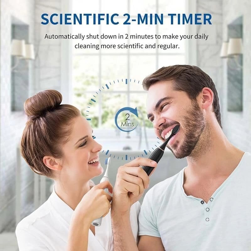 Sonic Electric Toothbrush - 43,000 vpm/min 4 Brush Heads USB Rechargeable