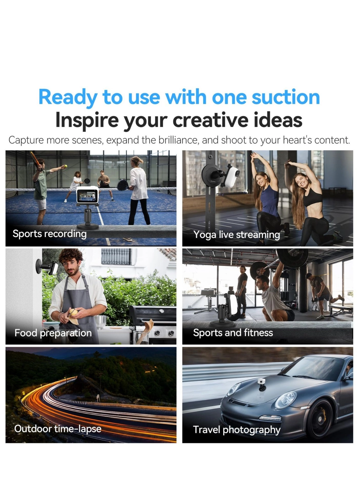 Sport Camera Steering Bracket - 1/4"-20 Thread + Magnetic Suction Base - For DJI Osmo Pocket 3 For Insta360 GO 3