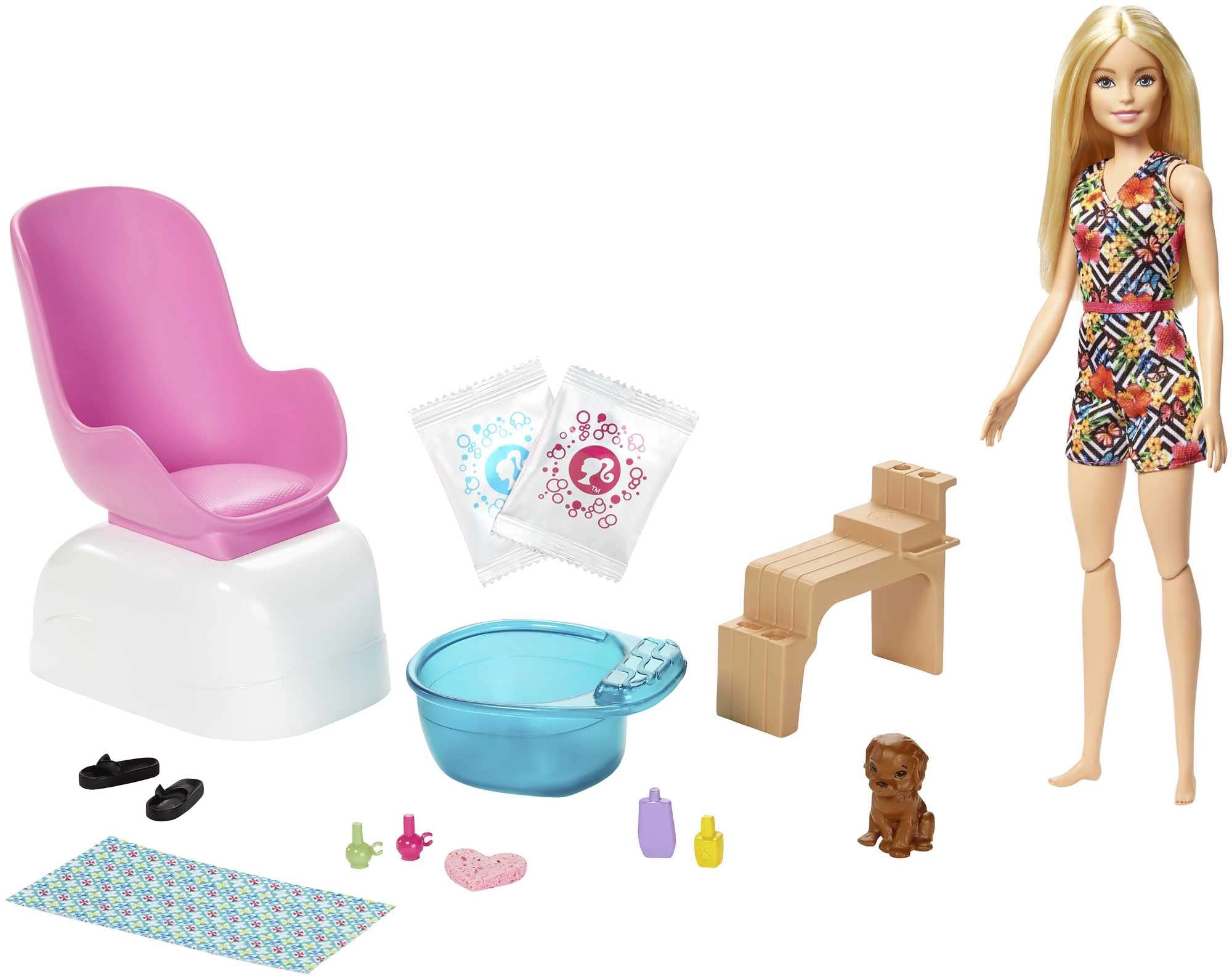 Mattel Mani-Pedi Spa Playset - Blonde Doll Puppy Foot Spa Ages 3+