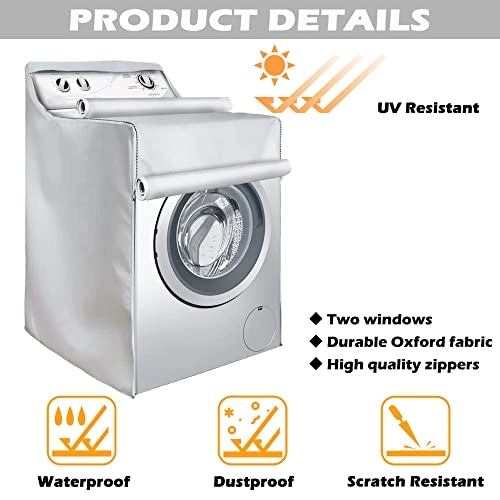 Washer and Dryer Cover - Black Waterproof Polyester